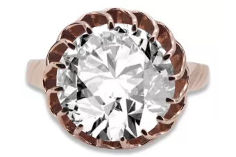 Anillo Vintage Circón Oro rosa antiguo original de 14k vrc035r